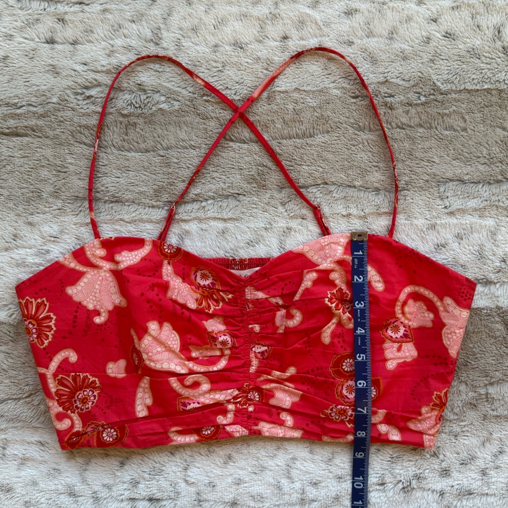 A.L.C. Arit Floral Sweetheart Crop Top in Calla Size 12 - Picture 14 of 16